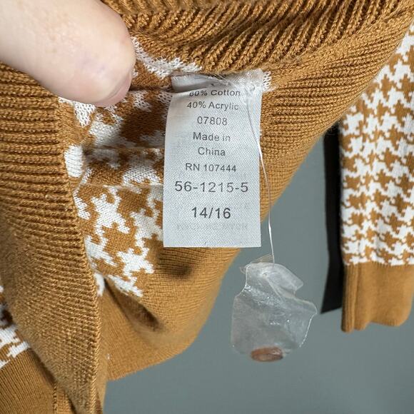 Jessica London Brown Houndstooth Cardigan Sweater - Size 14/16 - Women's Plus - Picture 5 of 6